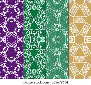 set of spring seamless pattern with geometric floral ornament. vector illustration. template for wallpaper, cover, invitation