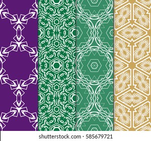 set of spring seamless pattern with geometric floral ornament. vector illustration. template for wallpaper, cover, invitation