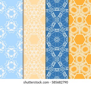set of spring seamless pattern with geometric floral ornament. vector illustration. template for wallpaper, cover, invitation