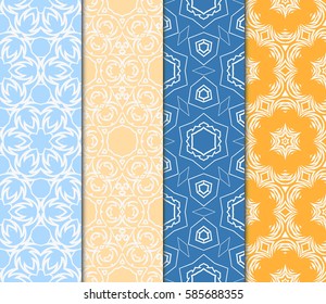 set of spring seamless pattern with geometric floral ornament. vector illustration. template for wallpaper, cover, invitation