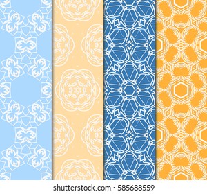 set of spring seamless pattern with geometric floral ornament. vector illustration. template for wallpaper, cover, invitation