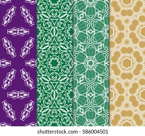 set of spring seamless pattern with geometric floral ornament. vector illustration. template for wallpaper, cover, invitation