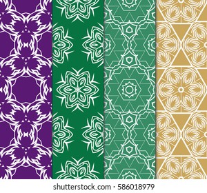 set of spring seamless pattern with geometric floral ornament. vector illustration. template for wallpaper, cover, invitation