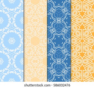 set of spring seamless pattern with geometric floral ornament. vector illustration. template for wallpaper, cover, invitation