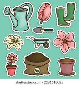 Juego de Ilustración de la Temporada de Primavera Cute Sticker