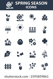 set of spring season icons, flower, garden