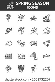 set of spring season icons, flower, garden