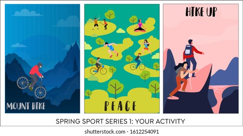 set of spring sport Wallpaper series 1 : Activity wallpaper, Vector templates for card, poster, flyer and other users