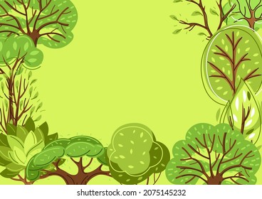 Set of spring or summer abstract stylized trees.