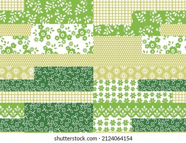 Set of spring and summer ribbon patterns in red,seamless background from horizontal patches,Seamless vector decorative pattern with ornament. Background 