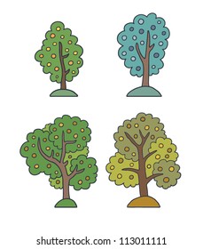 Set of spring and summer vector trees