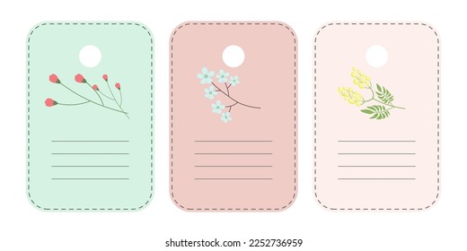 Set of Spring tags with beautiful flower. Suitable for social media posts, mobile apps, cards, invitations, banners design and web-internet ads. Vector illustration.