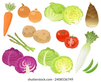 Set of spring vegetables vector illustration