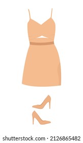 A set of spring women's clothing. Vector illustration