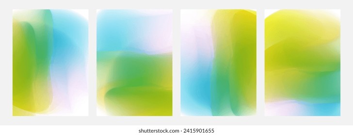 Set of Springtime color backgrounds with bright blurred gradients for Spring season creative graphic design. Vector illustration.