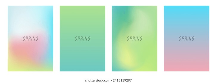 Set of Springtime color backgrounds with soft color gradients and blurred effect for Spring season creative graphic design. Vector illustration.