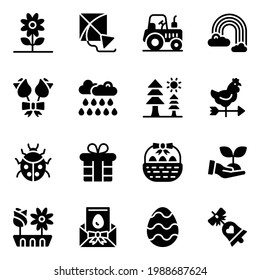 Set of Springtime Glyph Icons 