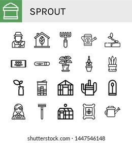 Set of sprout icons such as Potting soil, Gardener, Eco, Rake, Watering can, Sprout, Mint, Plant, Greenhouse, Florist, Seeds , sprout