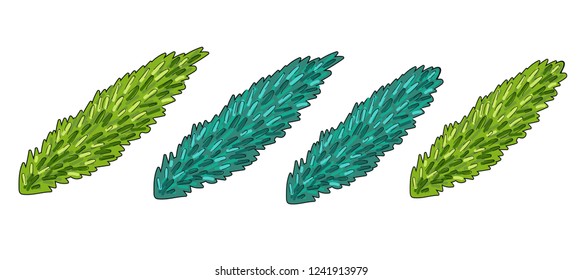 Set of spruce branch isolated on white background. Green fir. Realistic Christmas tree. Vector illustration for Xmas cards.