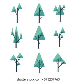 Set of spruce tree collection vector illustration