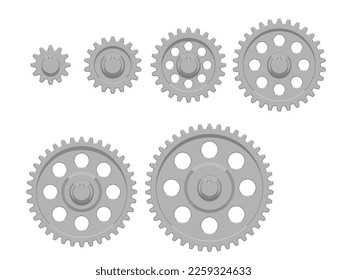 set of spur gear on white background