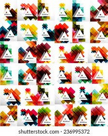 Set of square abstract backgrounds. Colorful modern layouts