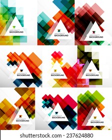 Conjunto de planos de fundo abstratos quadrados. Layouts modernos coloridos