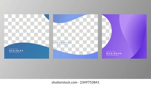 set of square abstract colorful gradient background for business template presentation