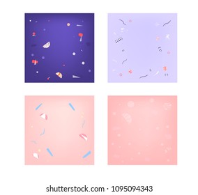 Set of square abstract geometric backgrounds. Template for trendy graphic design - poster, card, banner, social media. Vector illustration.