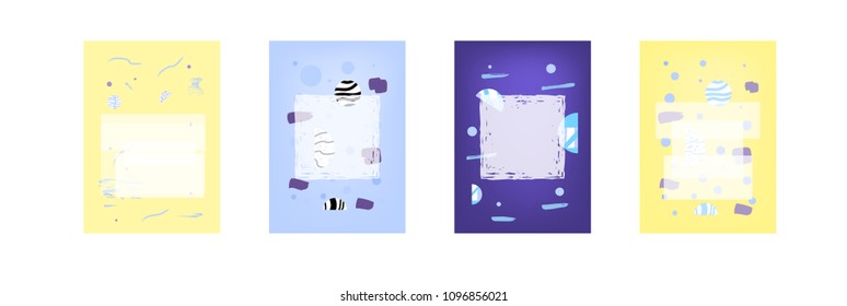 Set of square abstract geometric backgrounds. Template for trendy graphic design - poster, card, banner, social media. Vector illustration.