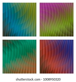 Set of square abstract iridescent vibrant backgrounds. Vector illustration.