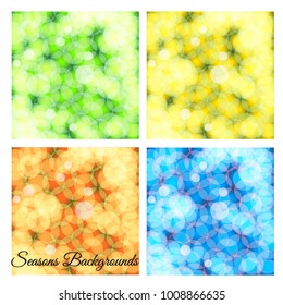 Set of square abstract luminescence seasons backgrounds. Vector colorful illustration. 