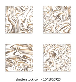 Set of square abstract marble texture backgrounds for product design. Modern ink. Vector illustration. Fashion textiles, fabric, packaging. Vector.