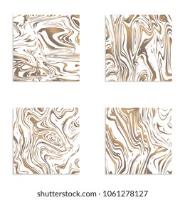 Set of square abstract marble texture backgrounds for product design. Modern ink. Vector illustration. Fashion textiles, fabric, packaging. Vector.