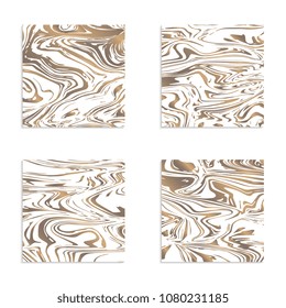 Set of square abstract marble texture backgrounds for product design. Modern ink. Vector illustration. Fashion textiles, fabric, packaging. Vector.