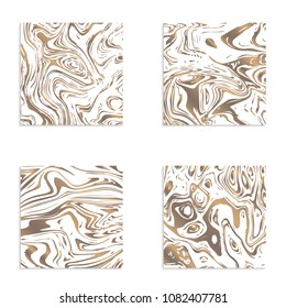 Set of square abstract marble texture backgrounds for product design. Modern ink. Vector illustration. Fashion textiles, fabric, packaging. Vector.