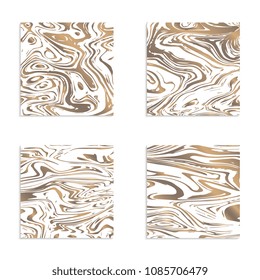Set of square abstract marble texture backgrounds for product design. Modern ink. Vector illustration. Fashion textiles, fabric, packaging. Vector.