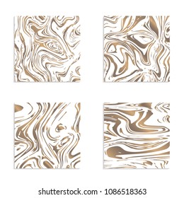 Set of square abstract marble texture backgrounds for product design. Modern ink. Vector illustration. Fashion textiles, fabric, packaging. Vector.