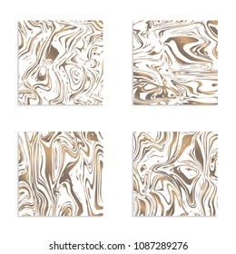 Set of square abstract marble texture backgrounds for product design. Modern ink. Vector illustration. Fashion textiles, fabric, packaging. Vector.