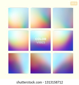 Set of square abstract soft colorful vector gradient blurred backgrounds. Modern trendy concept design for mobile apps, screens, banners, posters
