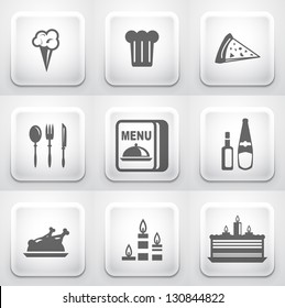 Set of square application buttons: restaurant