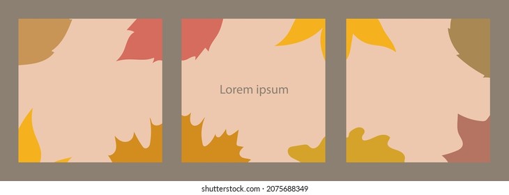 Set of square autumn background. Suitable for social media post, feed, card, greetings, marketing, print and editable. 