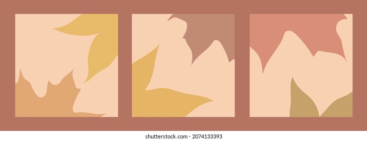 Set of square autumn leaves background. Suitable for social media post, Ig feed, card, greetings, print and editable. 