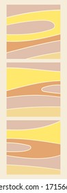 Set of square backgrounds with abstract wavy pattern for social networks with place for text. Pastel pink and yellow colors. Copy space. Modern trendy stock vector illustration. Trend colors 2020
