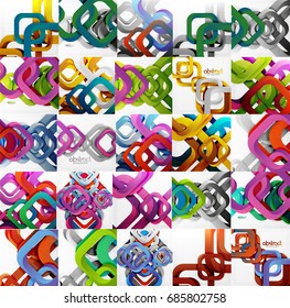 Set of square backgrounds. Business presentation design templates, brochure or flyer concepts or geometric web banners