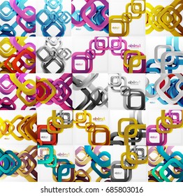 Set of square backgrounds. Business presentation design templates, brochure or flyer concepts or geometric web banners
