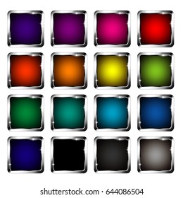 Set of square backgrounds with a silver frame, with space for your text. Vector illustration.