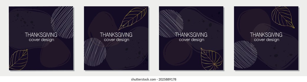 Set of square backgrounds for social media posts, cards, flyers, covers design. Masculine business thanksgiving concepts. Trendy abstract covers templates.