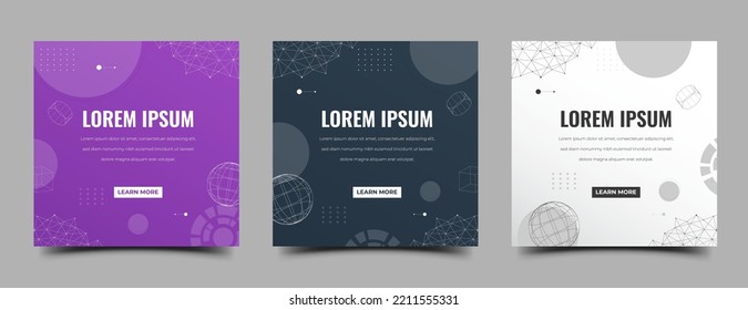 Set of Square banner template with abstract shape and line elements