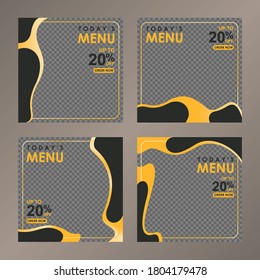Set of square banner template. Design combination of shape & line with yellow and black color. Suitable for social media post & ads promotion content with photo collage